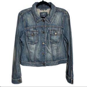 Loft Denim Jacket Medium Wash Size 14 Blue Jean